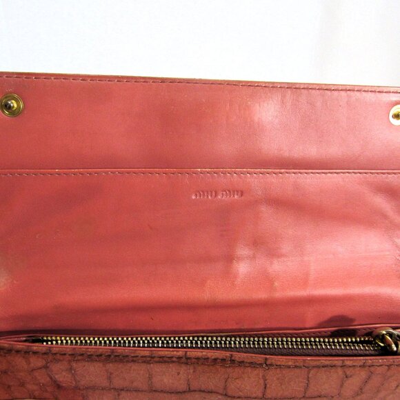 MIU MIU by PRADA  LONG CROC EMBOSSED WALLET, USED BUT WELL CARED FOR - Picture 10 of 14